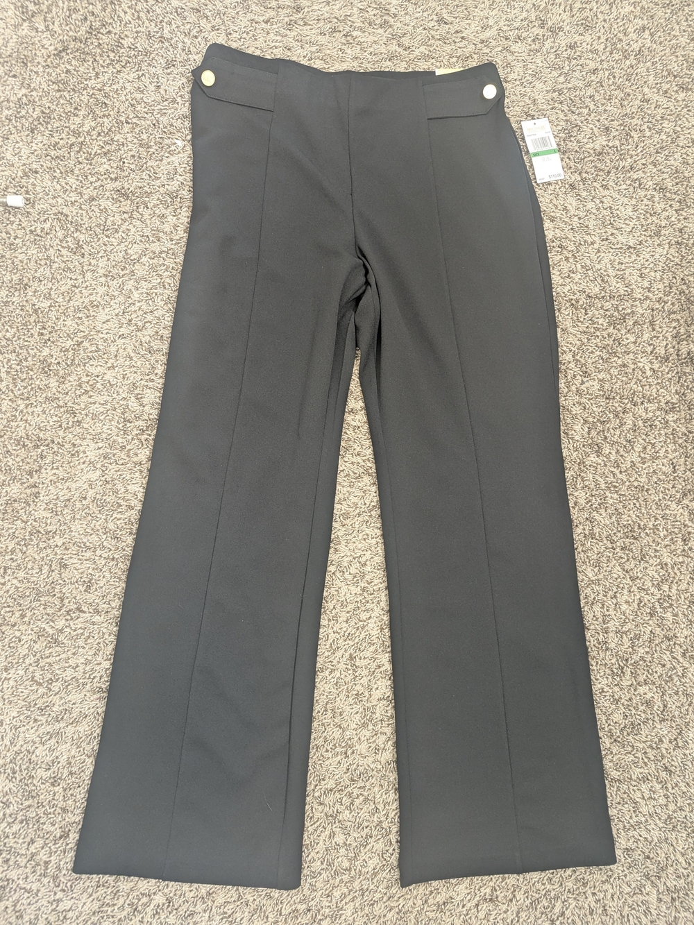 Michael Kors Black Boot-Leg Pants with Gold Buttons